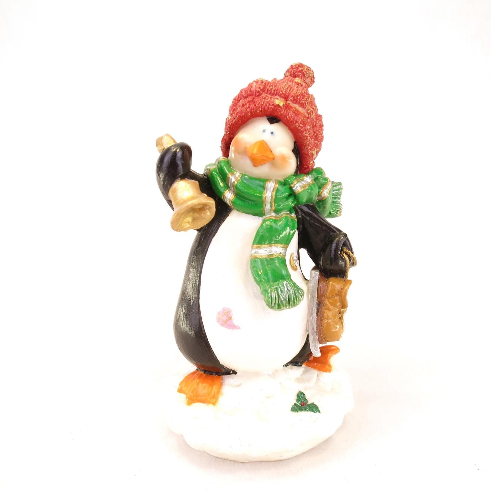 Vintage Penguin Figurine with Bell and Ice Skates 5.25"