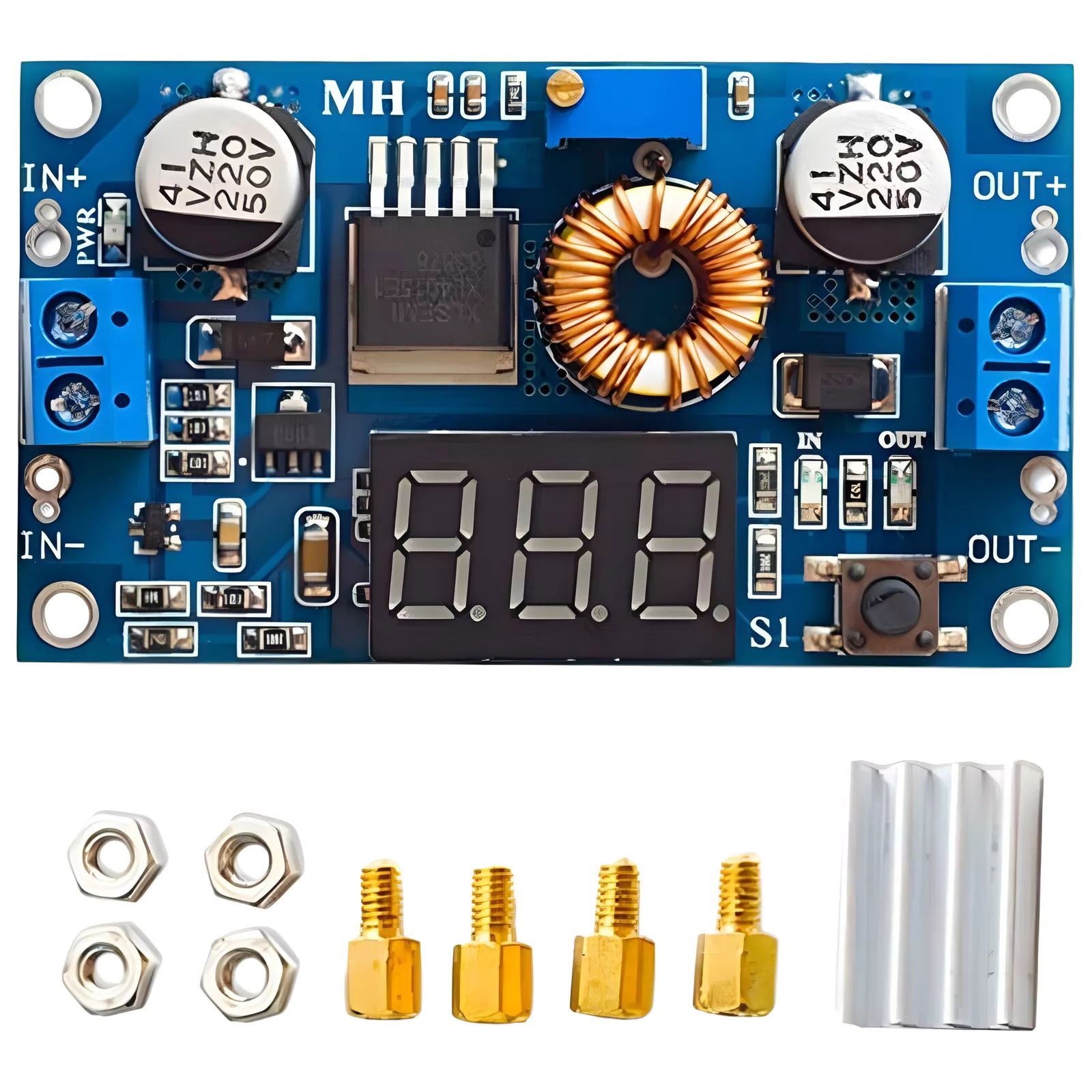 Voltmeter Heatsink Standoffs DC-DC Step Down 5A Adjustable Accuracy ±0.05V