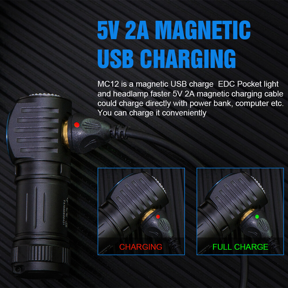 MC12 Rechargeable Headlamp Multi-Functional Waterproof Flashlight Tail Magnetic