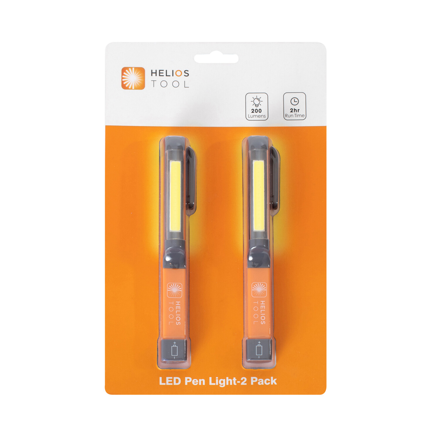 Helios LED Portable Handheld Inspection Flash Light Batteries Included (2 Pack)