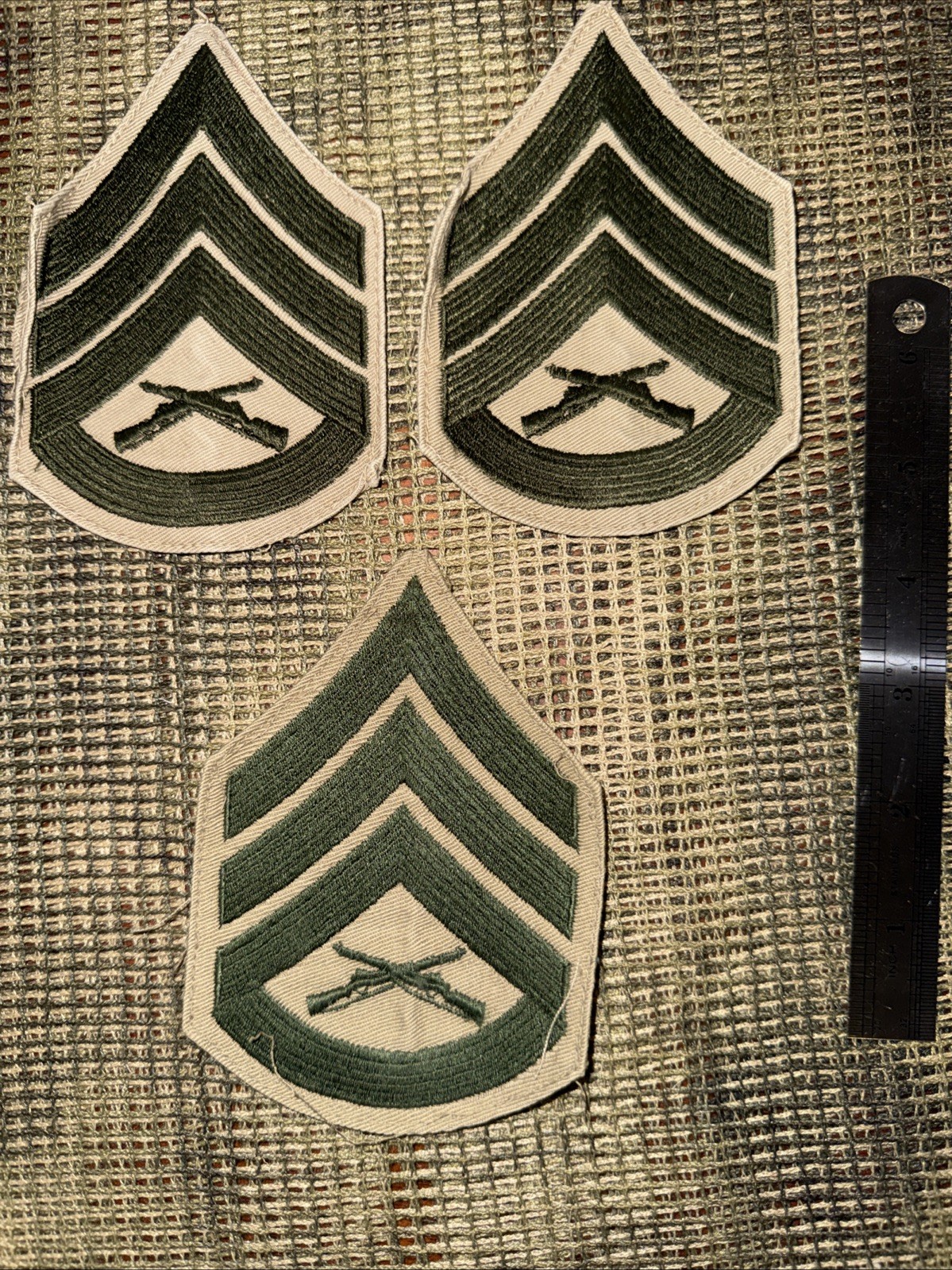 USMC Marine Corp Staff Sergeant E-6 Patch Shoulder Sleeve Insignia Set Of 3 Used