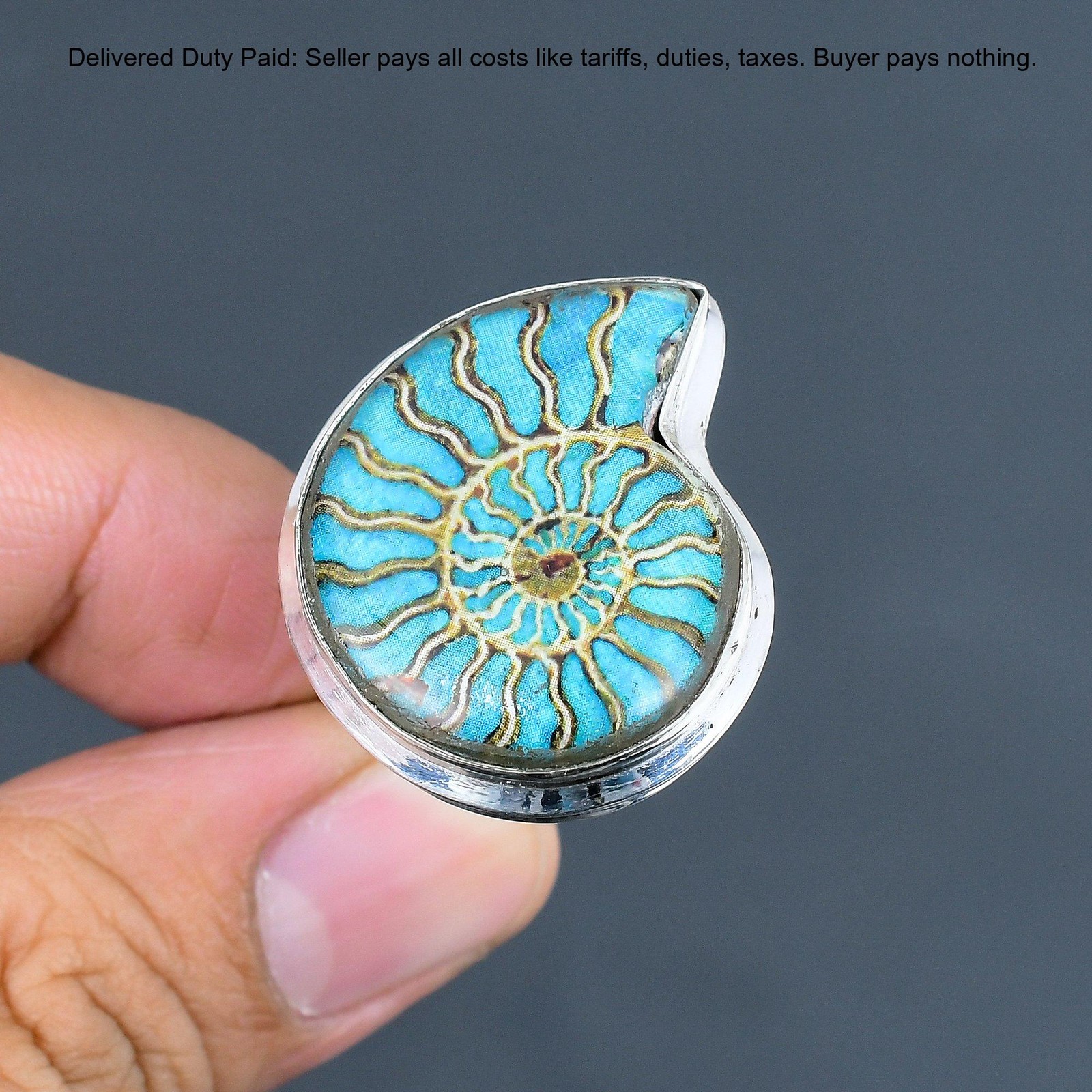 925 Sterling Silver Ammonite Opal Doublet Gemstone Stackable Handcrafted Ring
