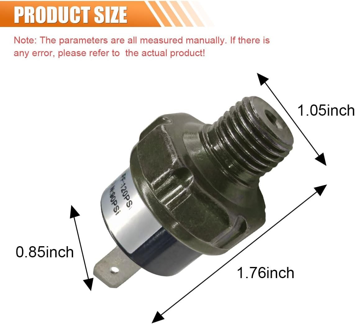 90-120 PSI Air Pressure Switch 1/4" NPT Thread Air Compressor Pressure Switch...