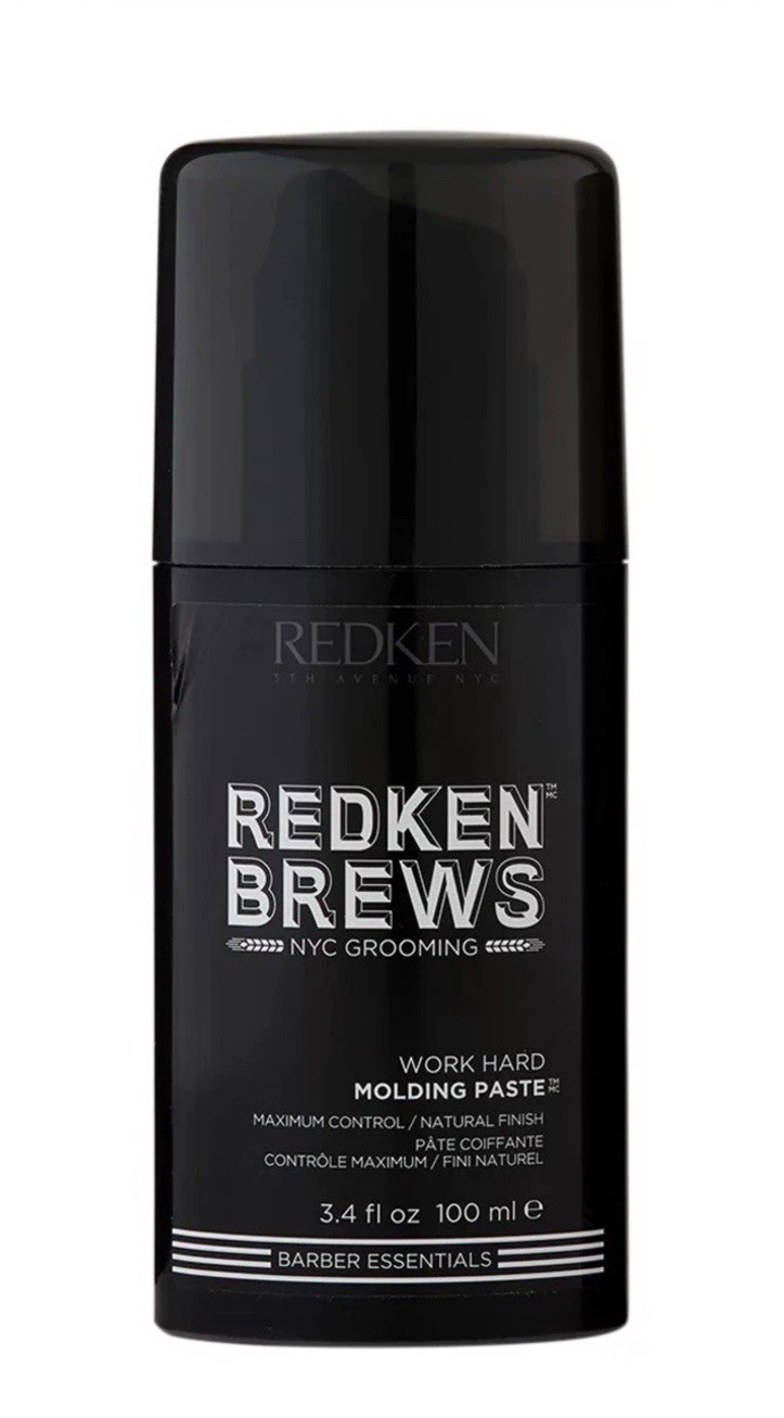 Redken Brews Work Hard Molding Paste 3.4 oz Max Control Natural Finish Hair Pump