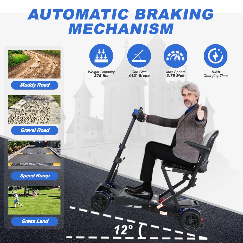 SOLAX Remote Control Foldable Electric Mobility Scooter with Suspension