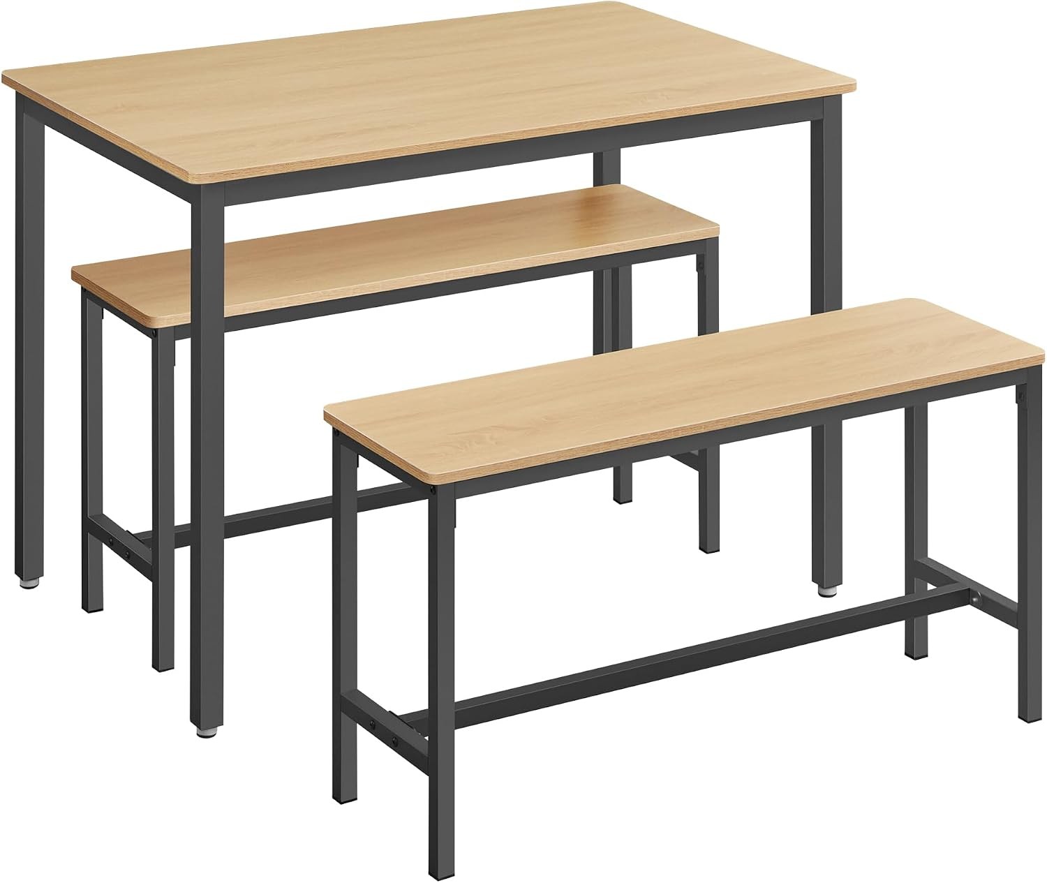 Dining Table Set 4 Kitchen Table W/ 2 Benches 43.3 x 27.6 x 29.5 Inches Dining