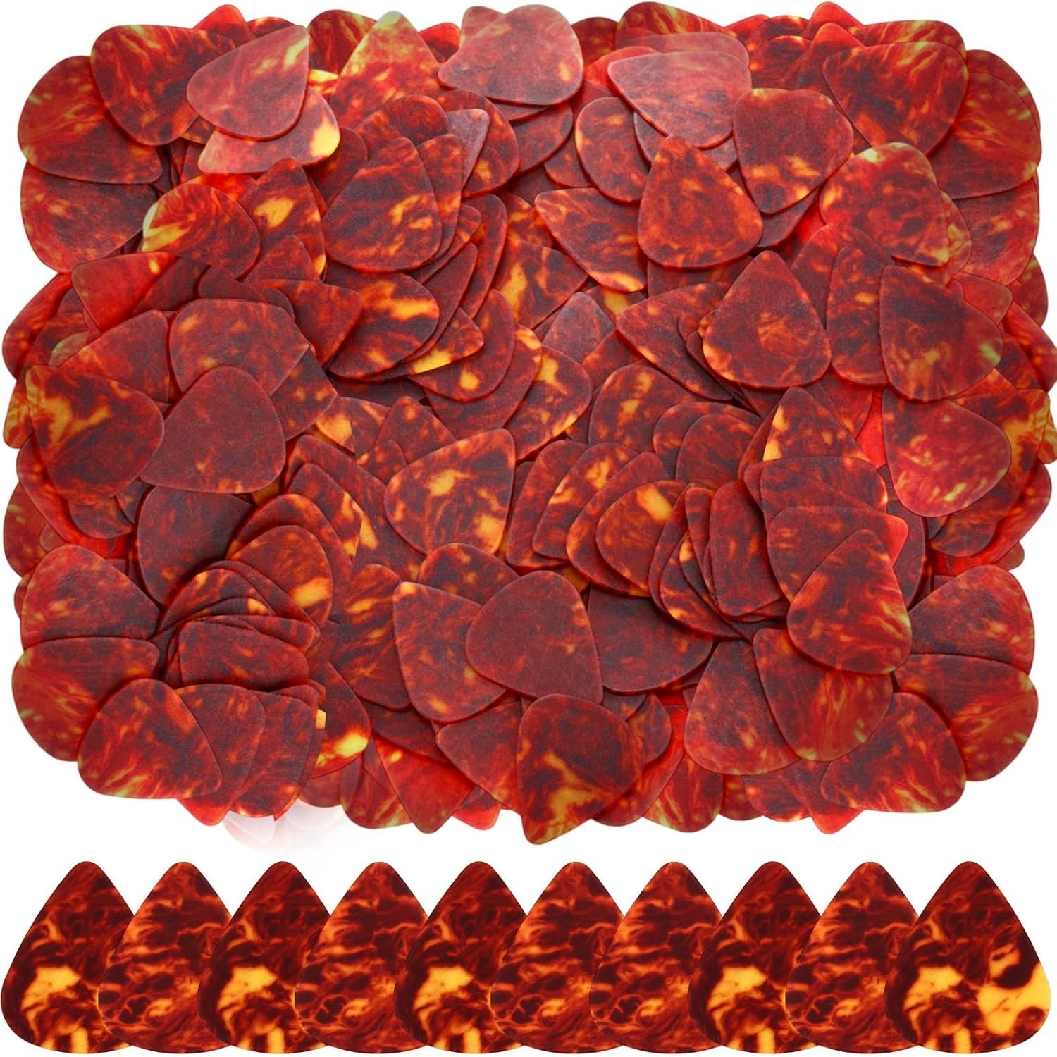 Yeshone 600 Pcs Guitar Picks Bulk Celluloid 0.46, 0.71, 0.96 mm, Amber