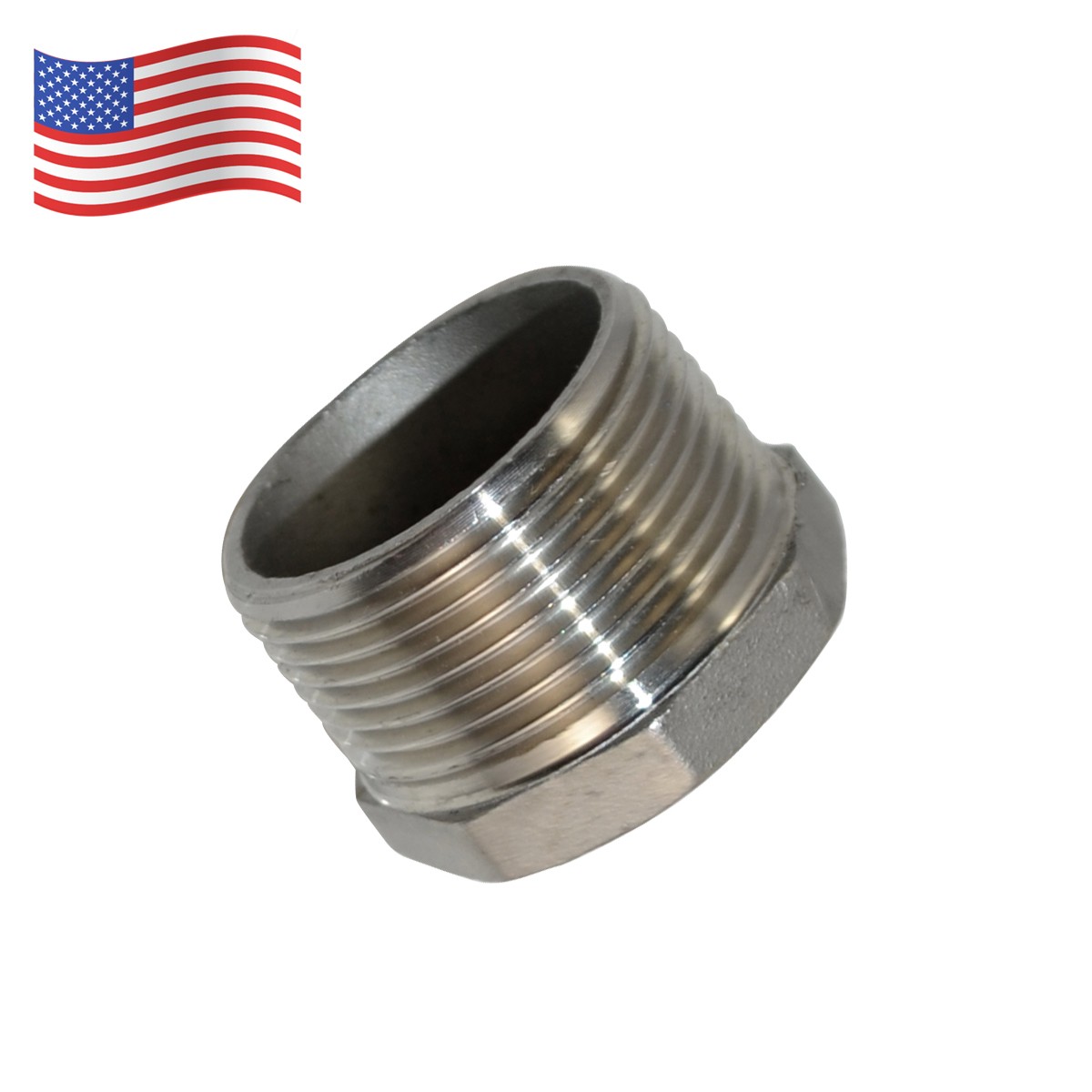 1-1/4" MALE - 1/2" female HEX bushing Reducer Adapter NPT thread Stainless Steel