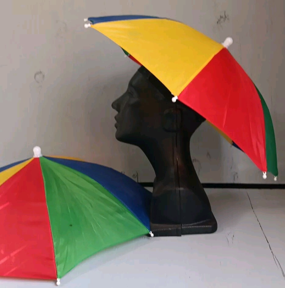 2 Umbrella Hats Cap Rain Sun Shade Sports Beach Fishing Golf Kids Adult READ