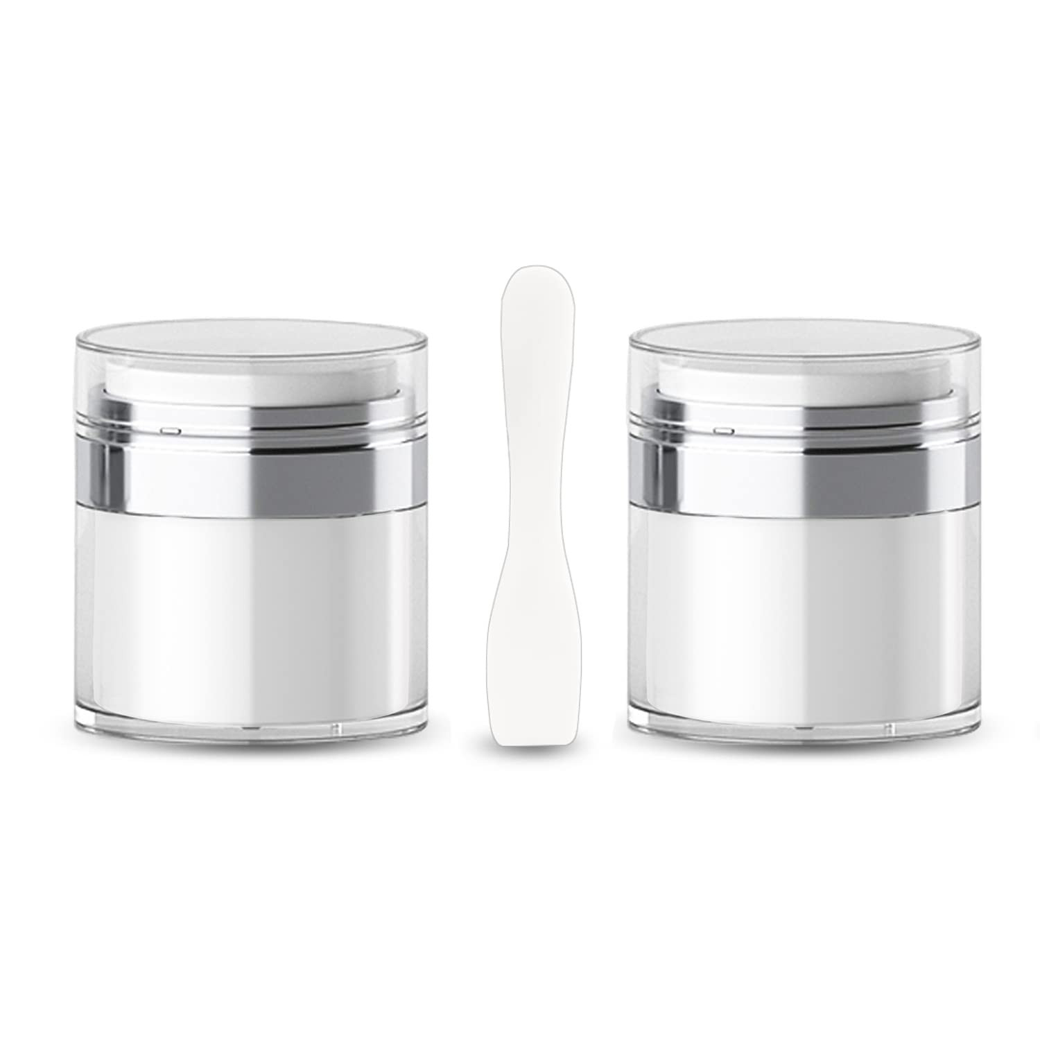Cream Jar Vacuum Bottle with Cosmetic Spatula,Tsa Approved Travel Bottles-Refill