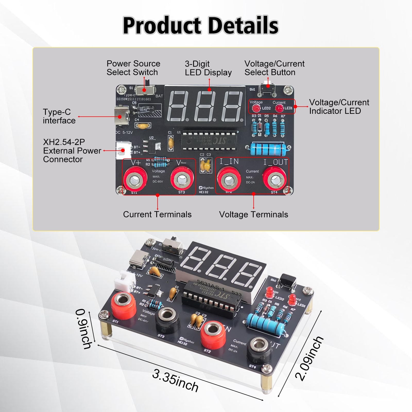 DIY Digital Voltmeter & Ammeter Soldering Practice Kit, DC Voltage Current Me...