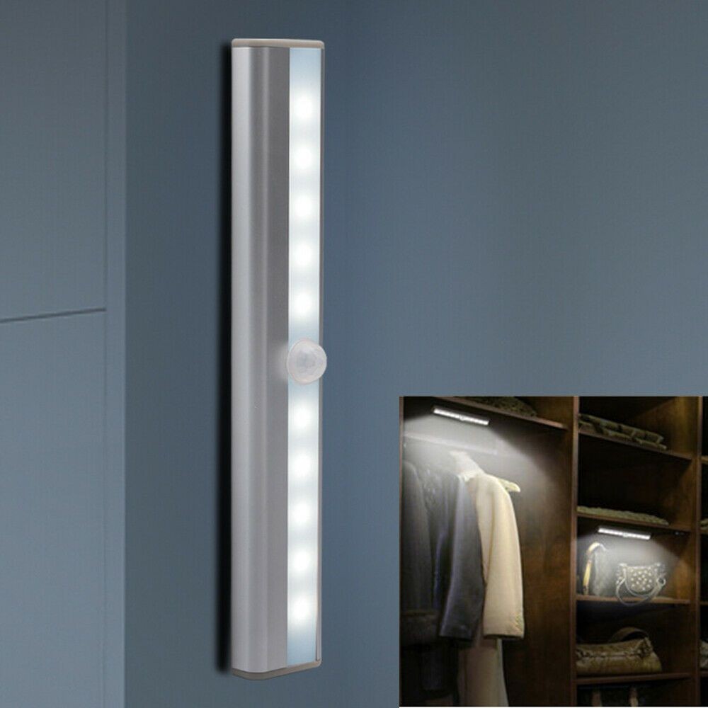 10LED Motion Sensor Light (Cool White), Aluminum, Rechargeable (White)