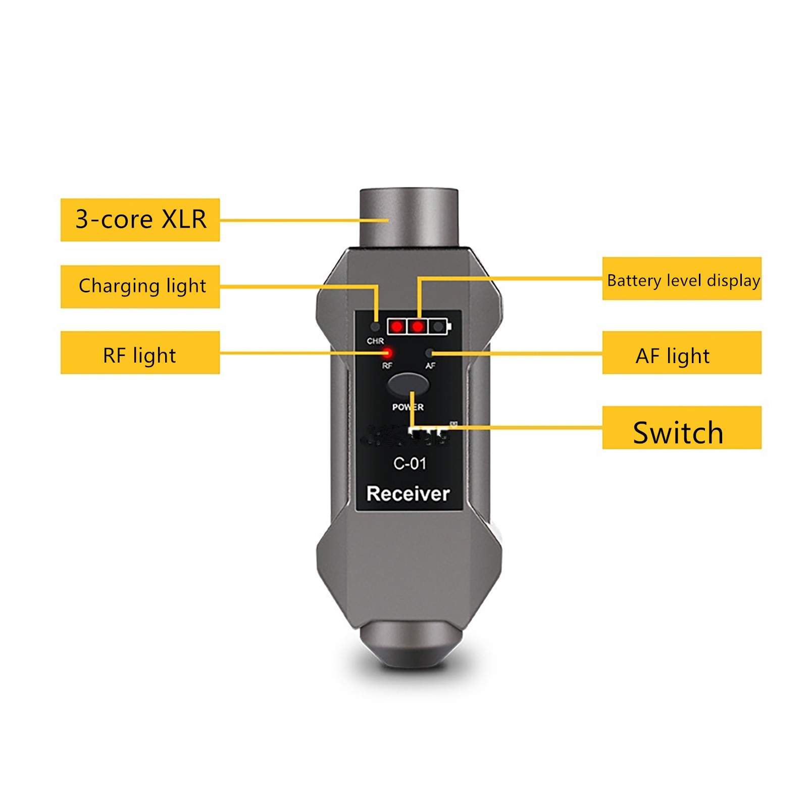 Plug-on Microphone Wireless System XLR Transmitter+ Receiver + 6.35mm Adapter b