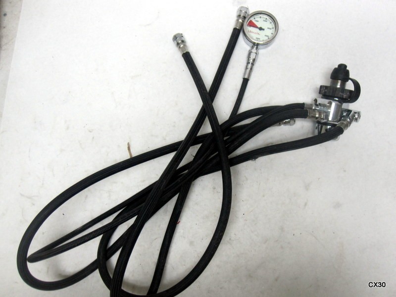 Hollis Scuba Brass & Glass Pressure Gauge with Multiport Regulator and Hoses
