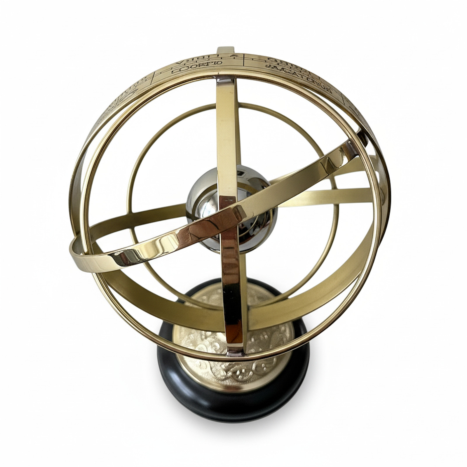 Vintage Style Brass Armillary Sphere Globe Decor - 12" Celestial Model