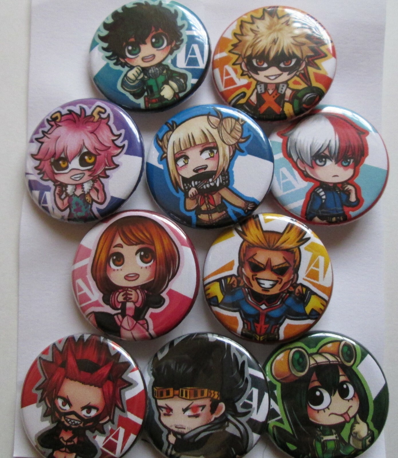 LARGE BUTTON Anime & Video Game Inspired 2.25 Inch Sets of 10 Assorted