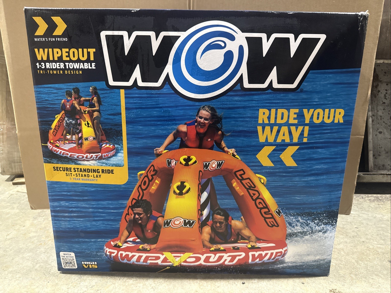 WOW Wipeout Standing Towable Water Tube for 1-3 Riders Boat Lake 22WTO3965 NEW