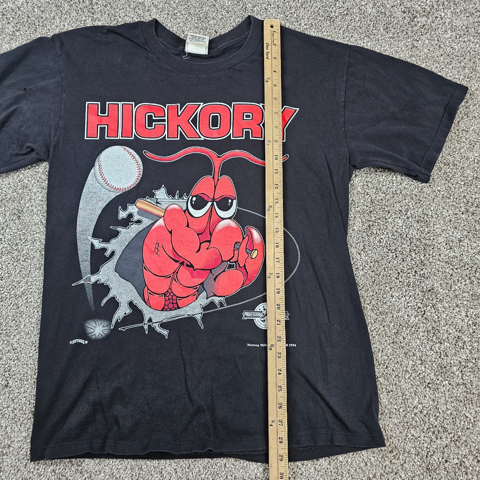 Vintage Hickory Crawdads Shirt Mens Large Black MiLB 1994 NUTMEG Baseball USA