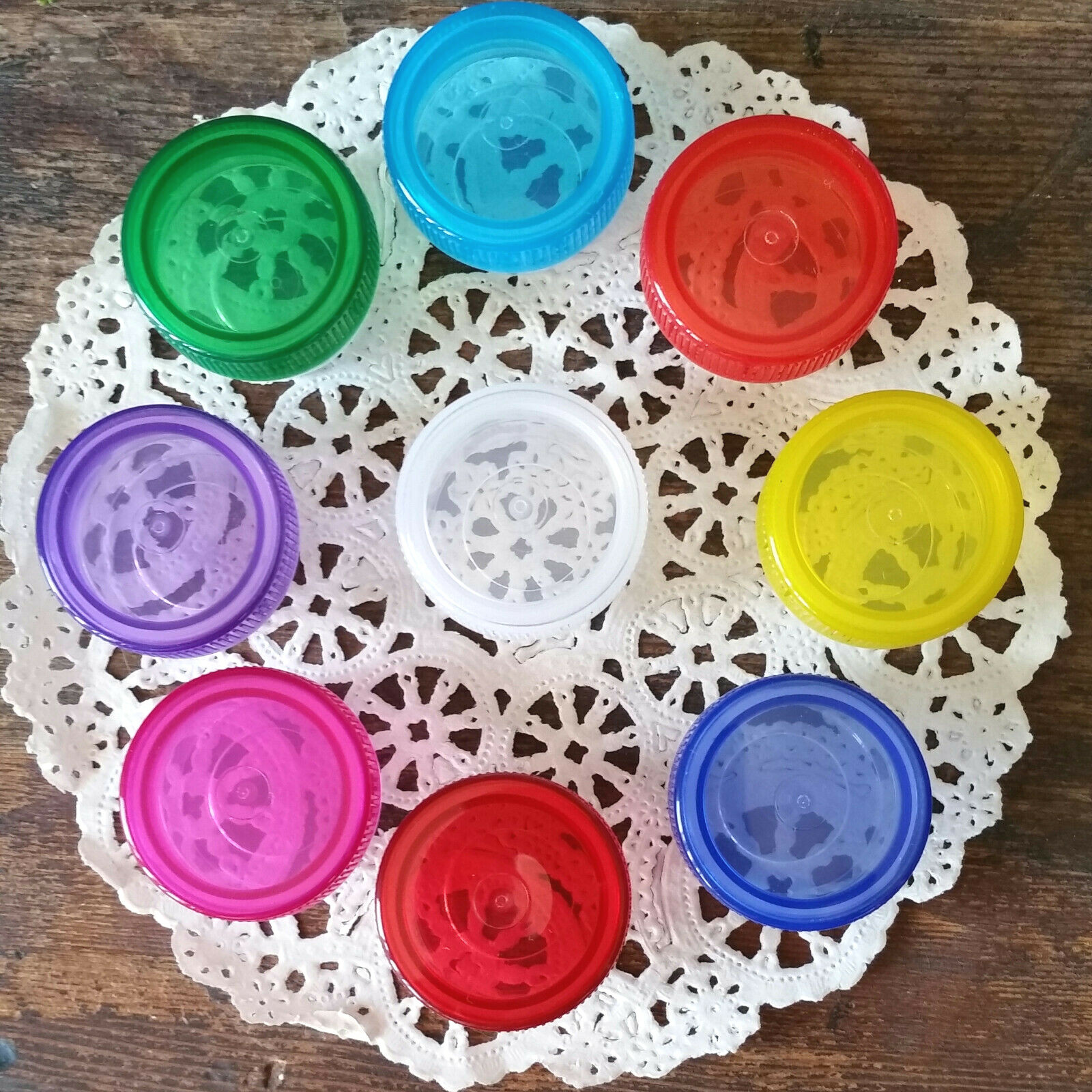 Nine Reusable Plastic Mini JARS Quarter coin size storage container makeup  USA