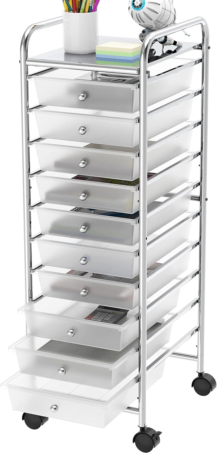 SimpleHouseware Utility Cart with 10 Drawers ,Rolling Storage