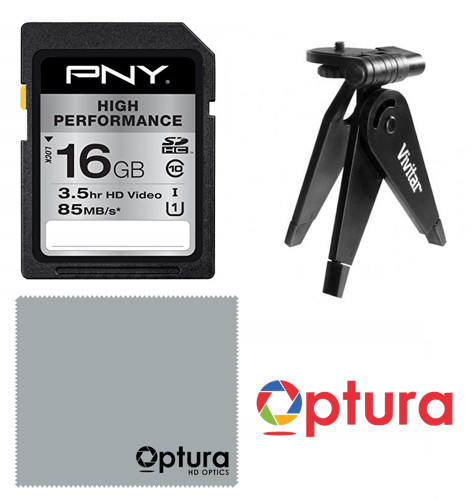 16GB High Performance Class 10 U1 SDHC Flash Memory Card +MINI TRIPOD