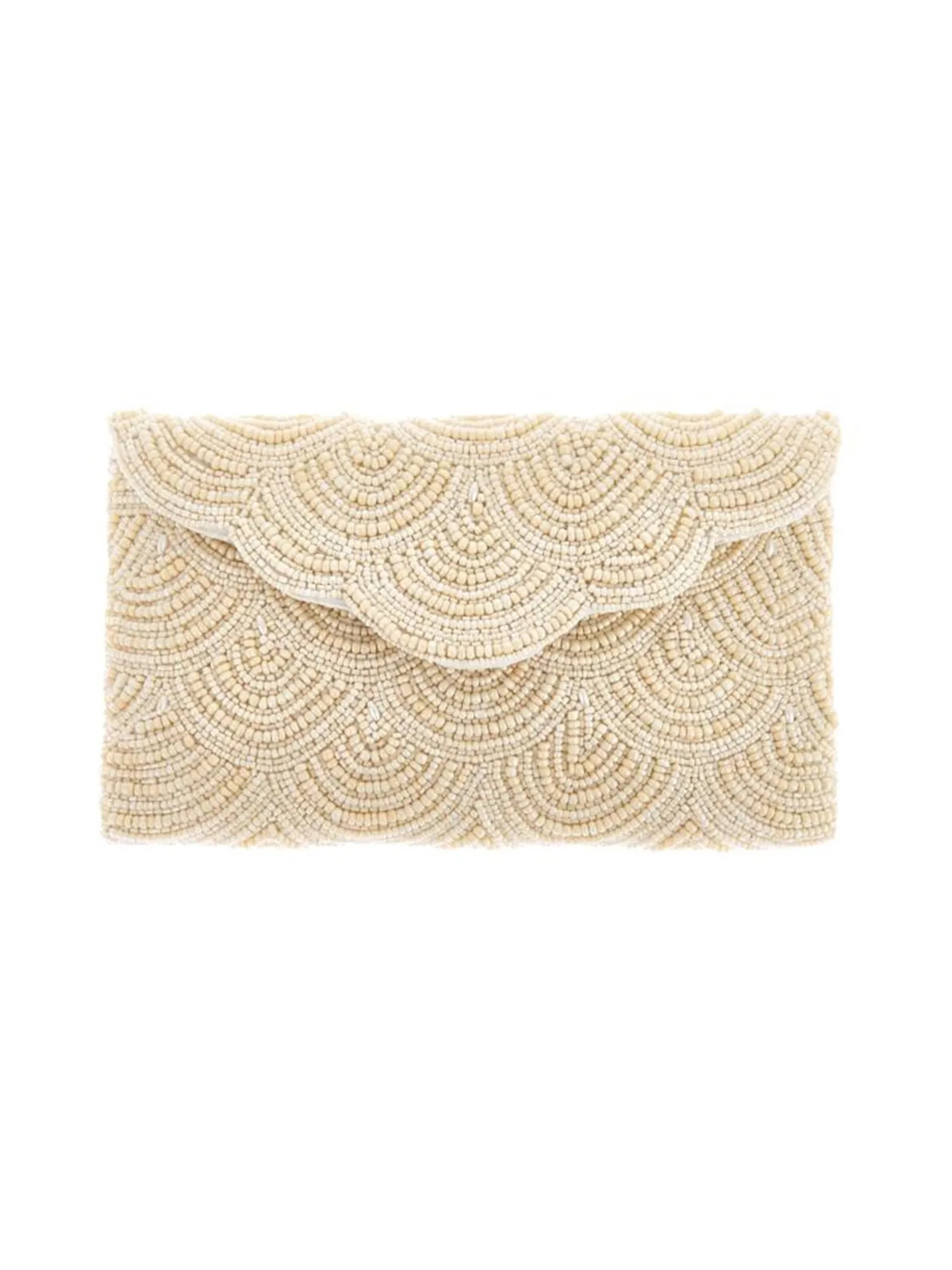From St Xavier H20136 Ivory Chevy Beaded Clutch Size 10.5x7 in