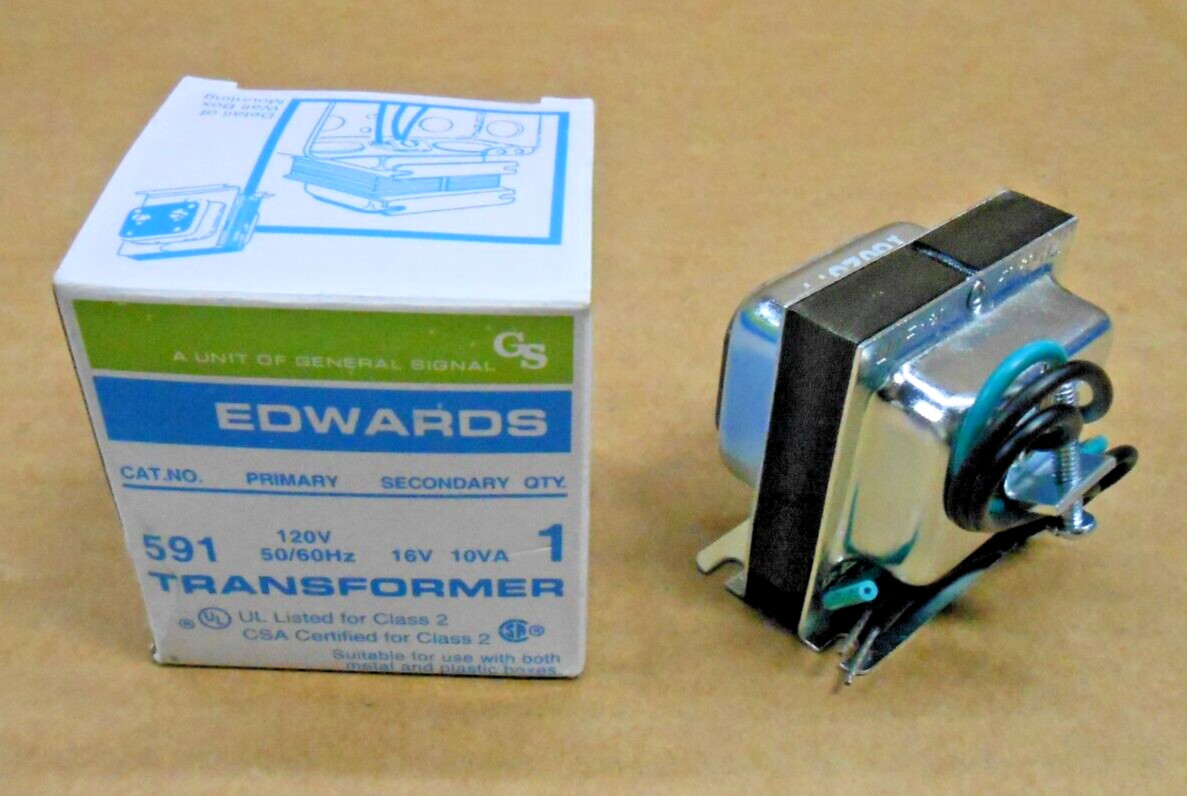 EDWARDS 591 SIGNALING TRANSFORMER PRIMARY - 120VAC SECONDARY 16V 10VA (5 AVAIL)