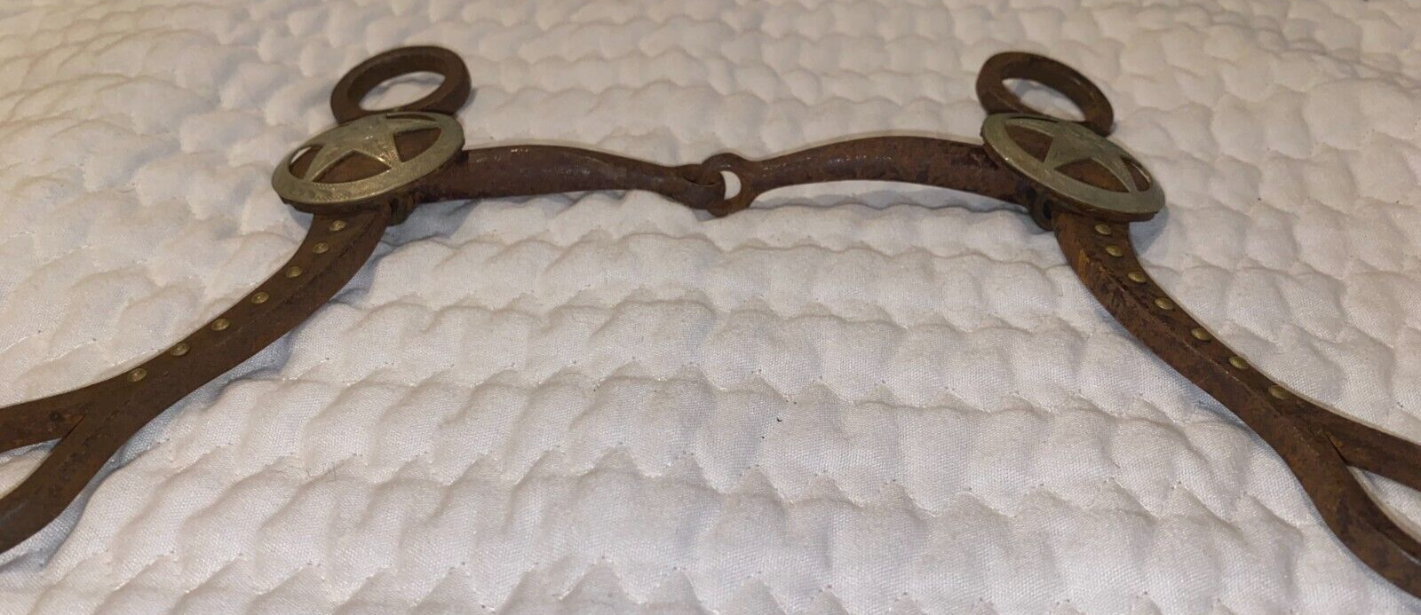 5 1/4'' BROWN IRON DOTTED TEXAS STAR WESTERN SNAFFLE BIT