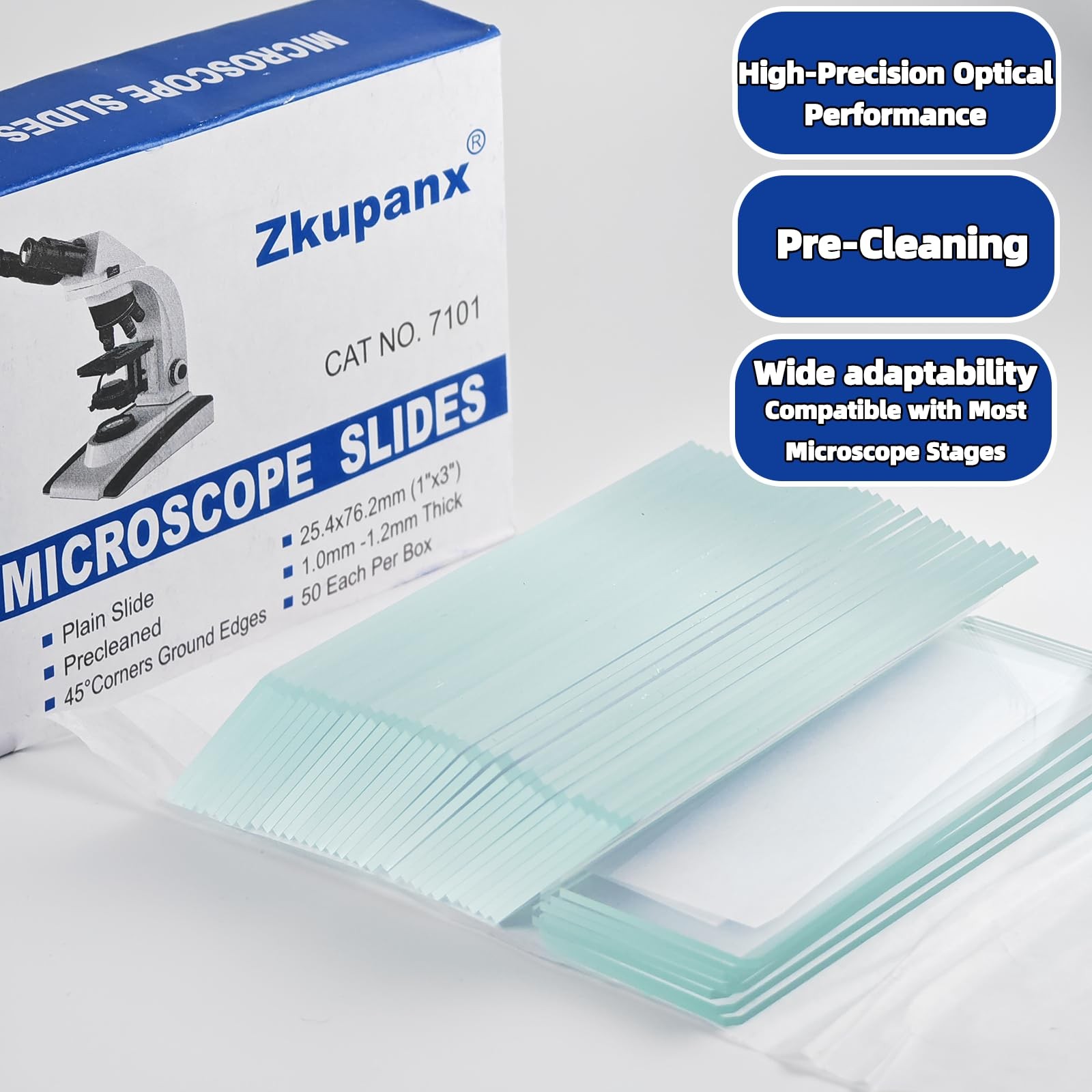 Microscope Slides and Coverslips Set - 50 Pre-Cleaned Glass Slides + 100 Cover S