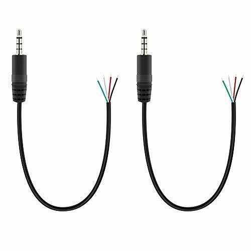 2 PCS  5 FT  3.5mm Male Plug Bare Wire TRRS 4 Pole Stereo 1/8" Jack Audio Cable
