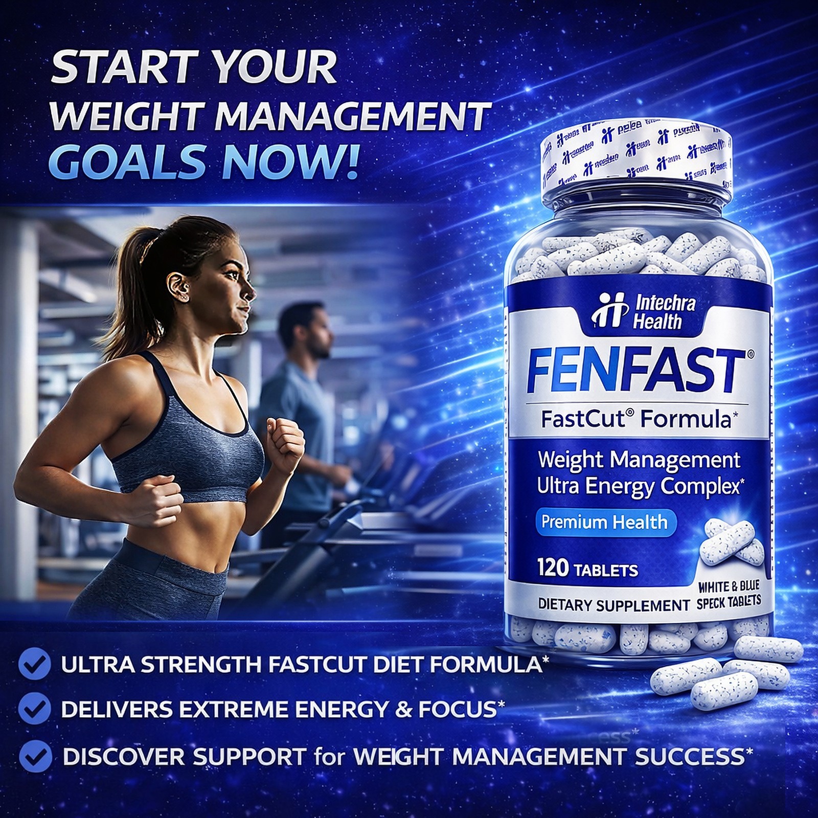 FENFAST® 375  Diet Pills with Energy Enhancers 120 White/Blue Tablets