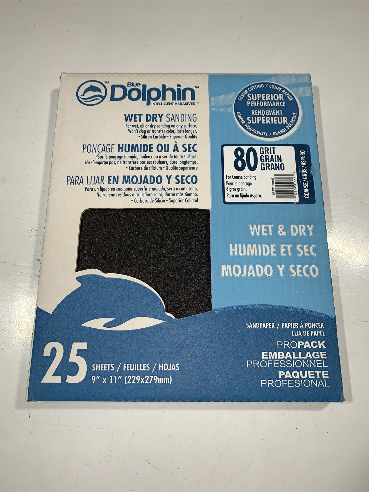 BLUE DOLPHIN Wet/Dry Sandpaper Sheets, 80 Grit, 25-Pack