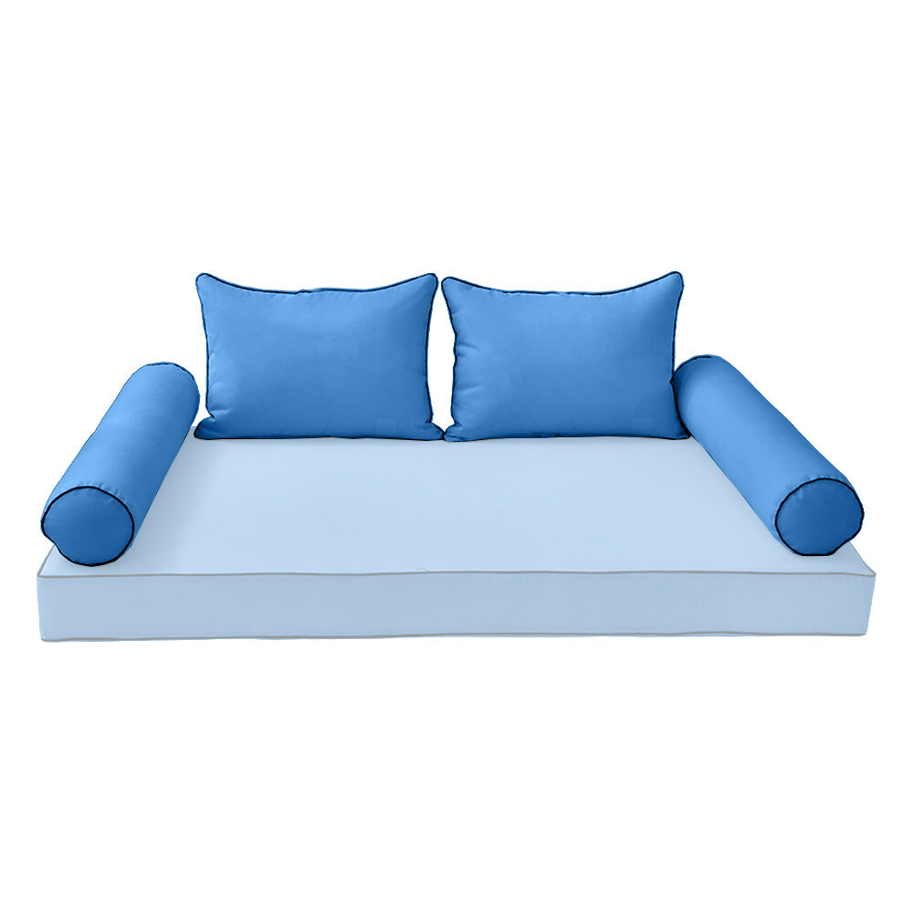 *COVER ONLY*-Style4 Outdoor Bolster Pillow Slipcover Contrast Trim Crib AD102
