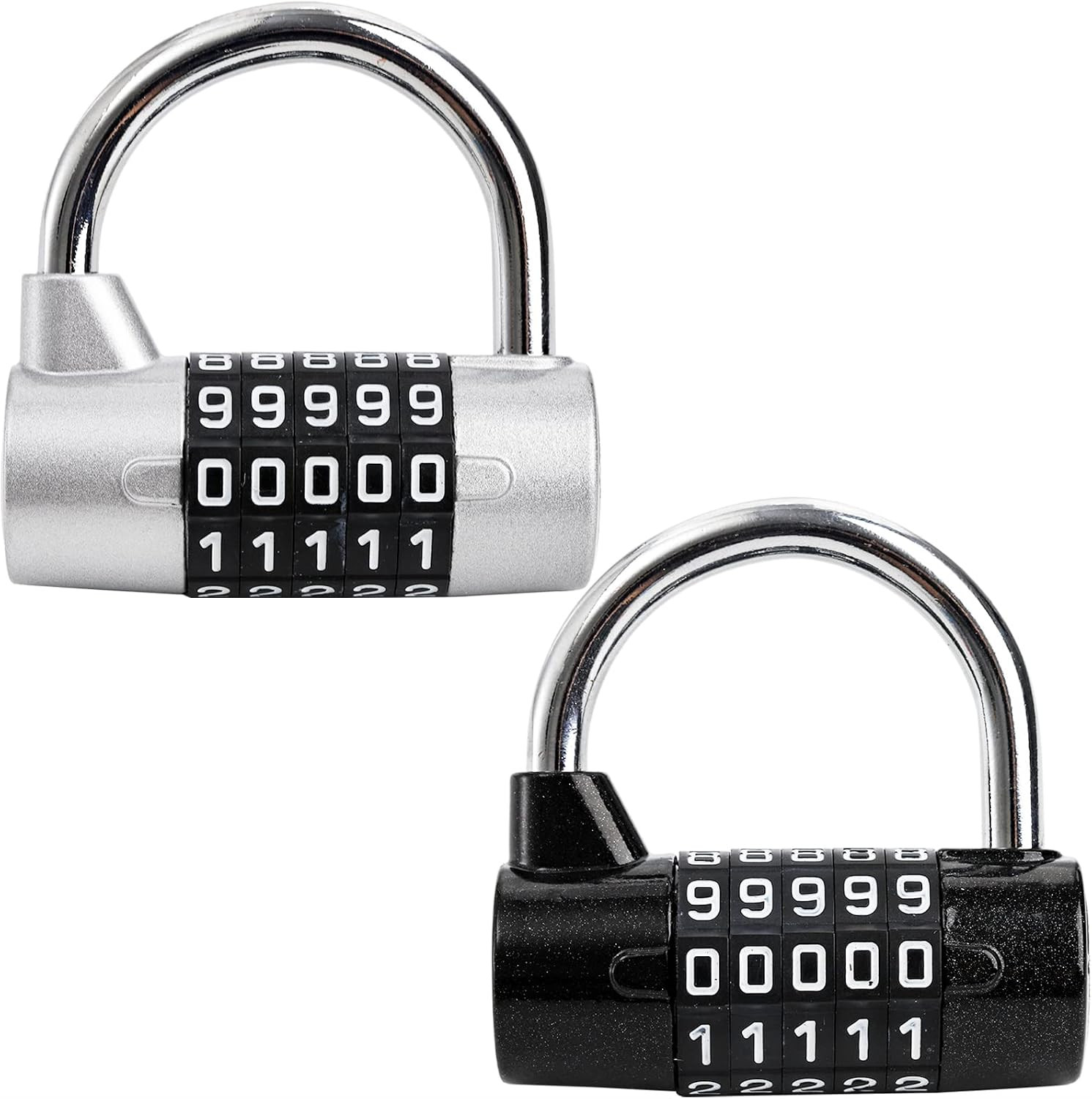2 Pack 5-Digit Horizontal Combination Padlock, 5 Digit Combination Lock, Passwor