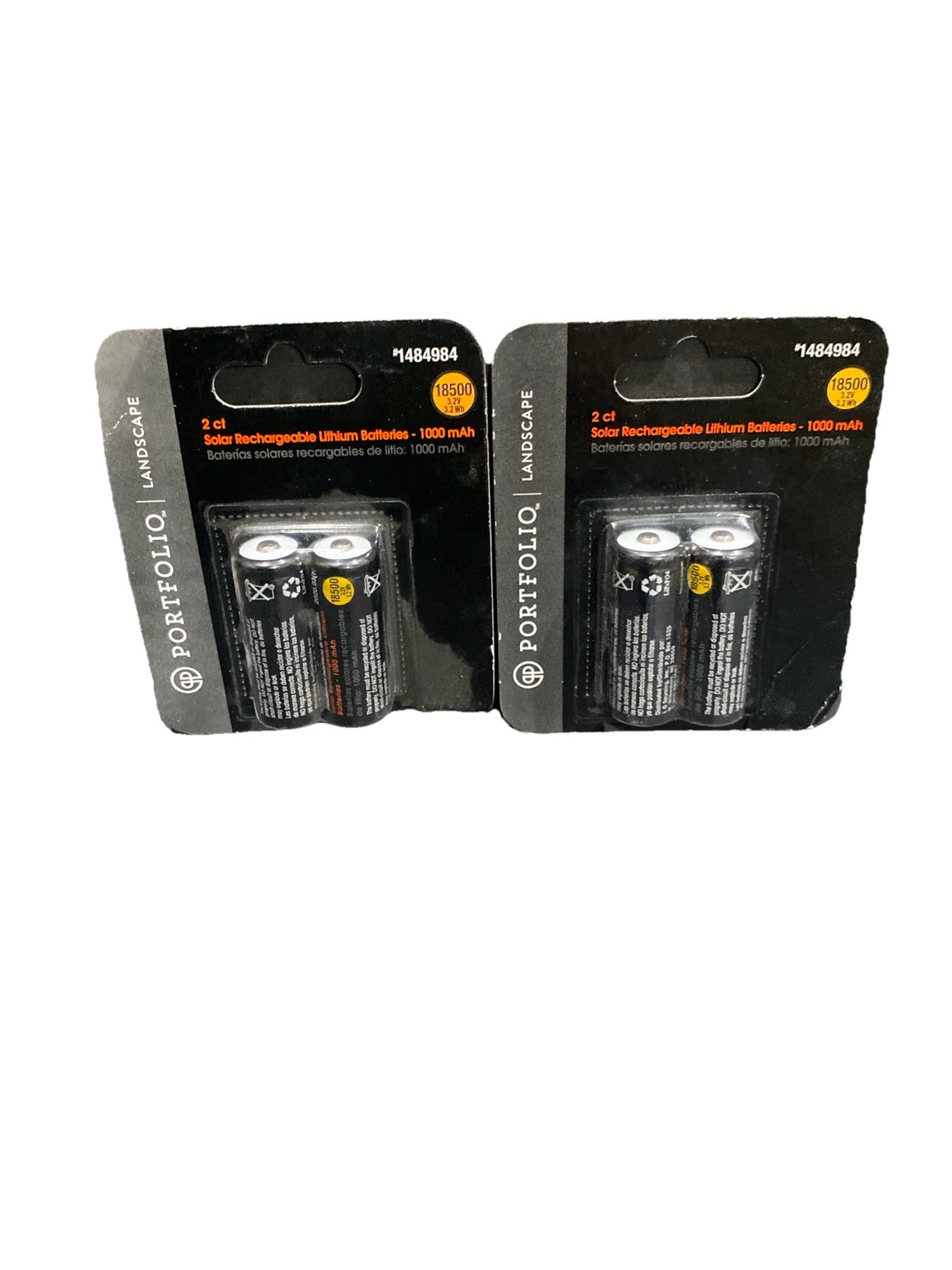 4 Portfolio Landscape Rechargeable Solar Batteries 18500 Lithium 3.2V 1000 mAH