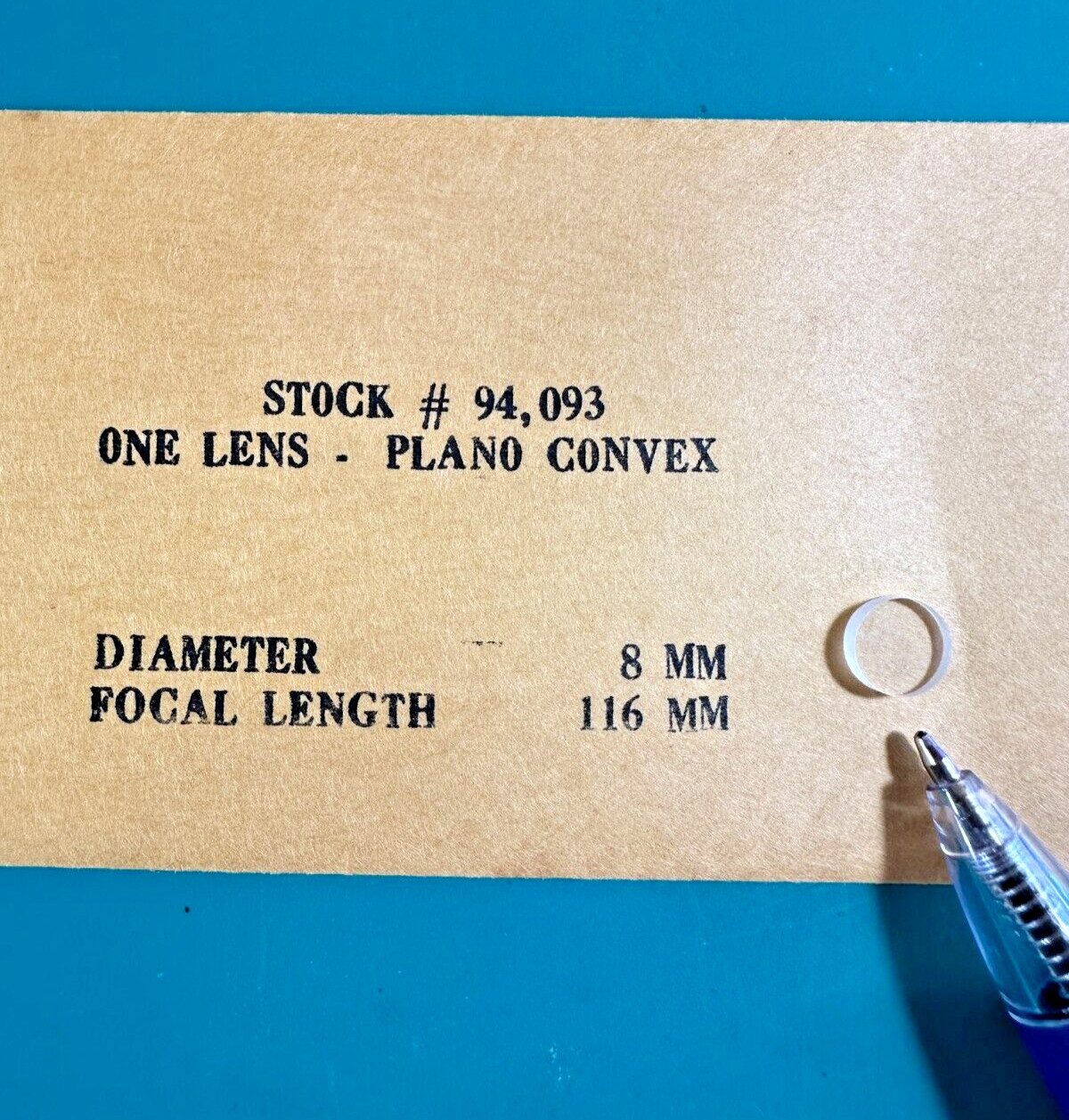 Edmund One Lens Plano Convex 78mm Diameter 116mm Focal Length