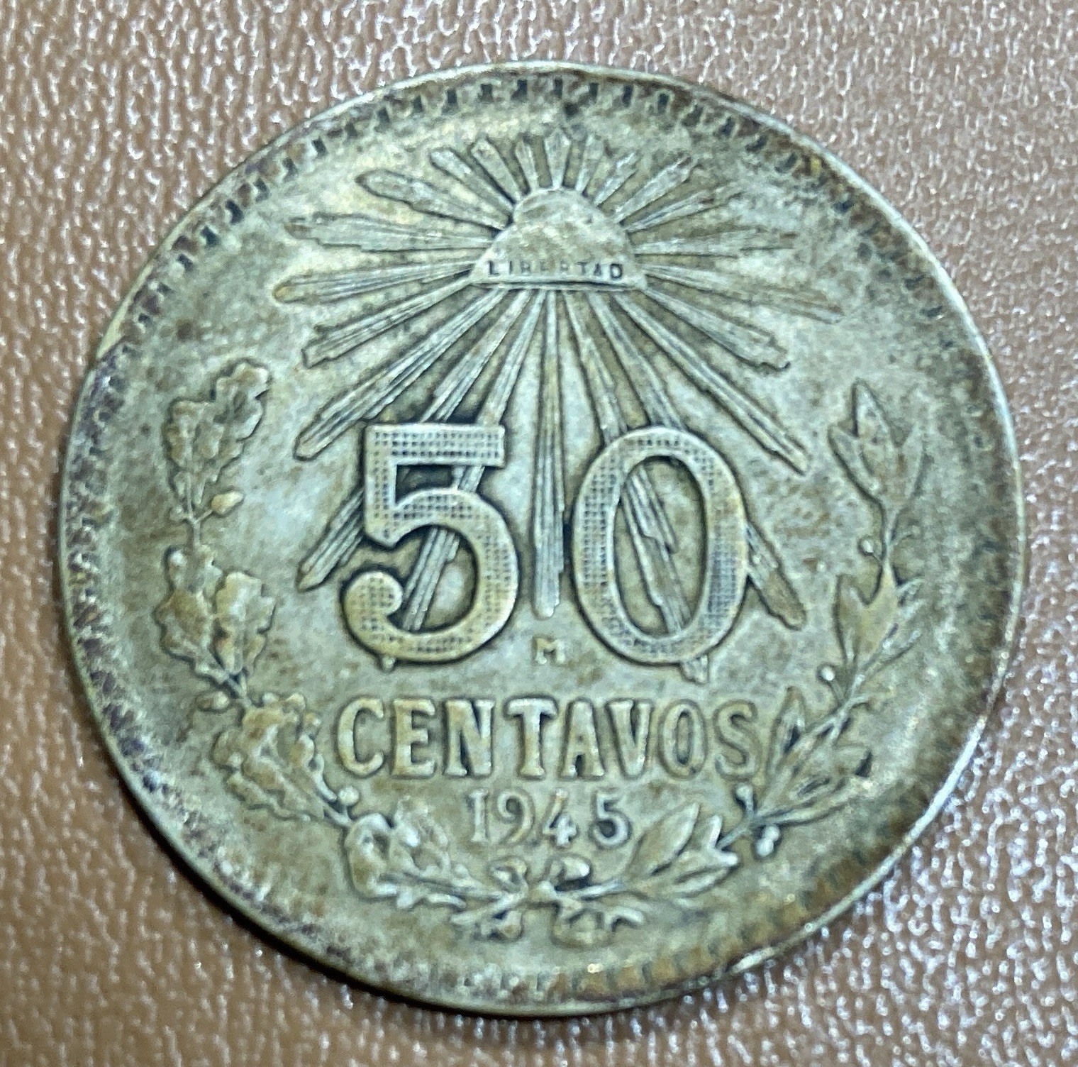 1945 MEXICO 50 Centavos .720 Silver, KM #447