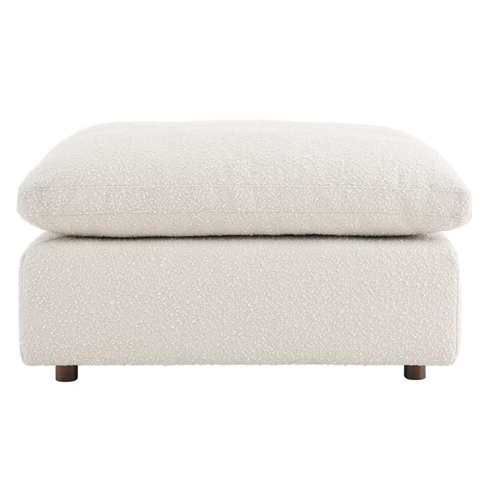 Modway Commix Upholstered Boucle Fabric & Solid Wood Ottoman in Ivory