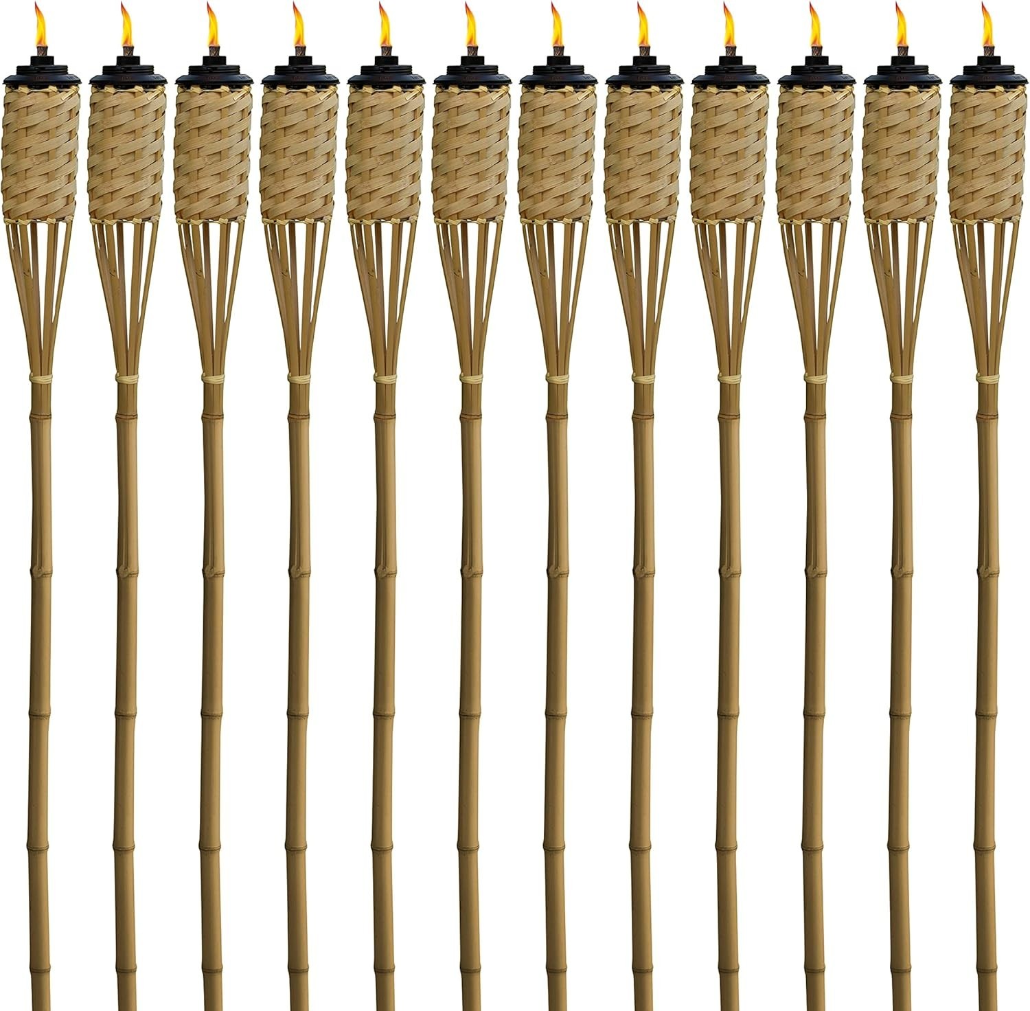 Weather-Resistant Tiki Torches 12-Pack - Garden Lighting