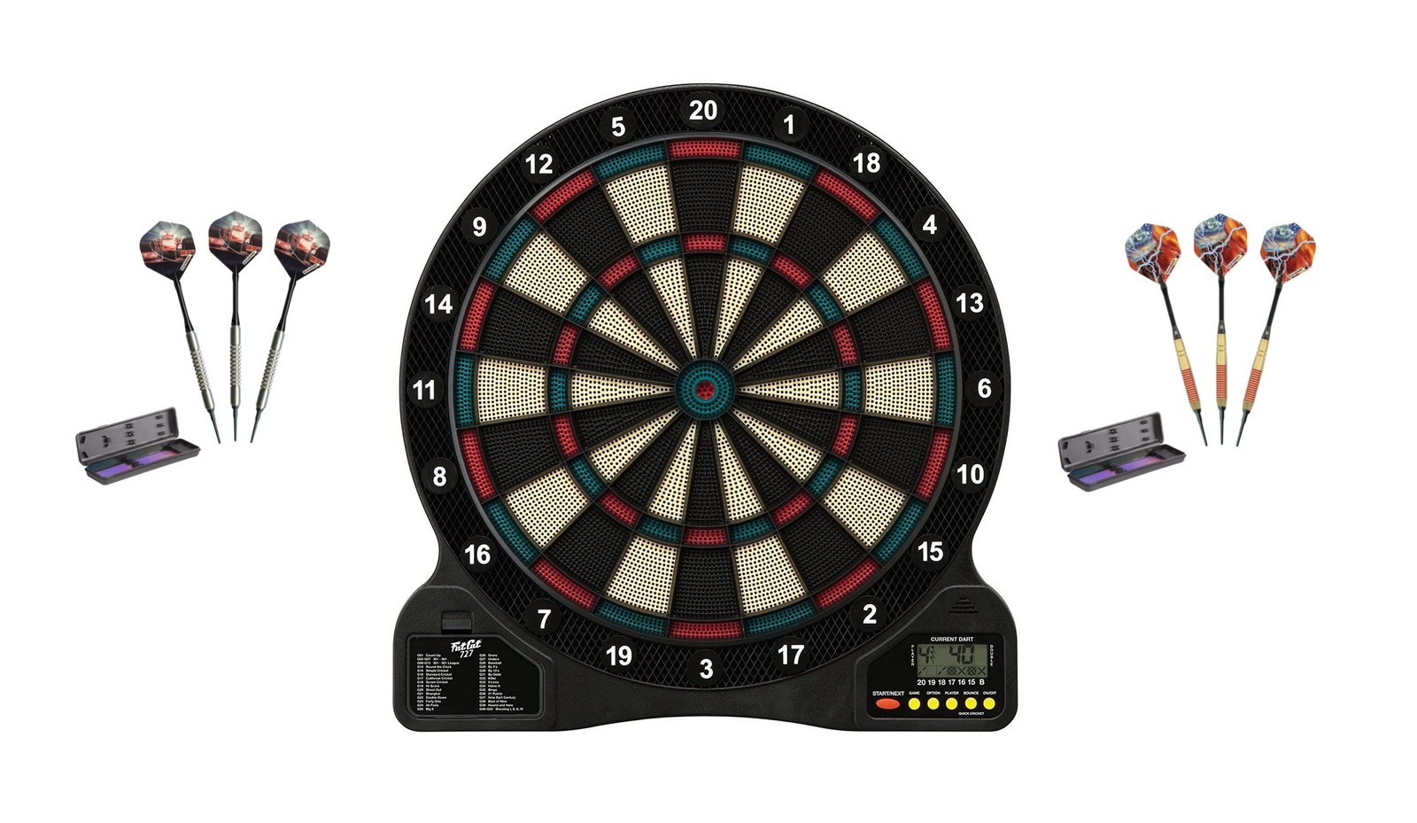 Electronic Soft Tip Dartboard + Turbo Soft Tip Darts + Storm Red Rings 16gm