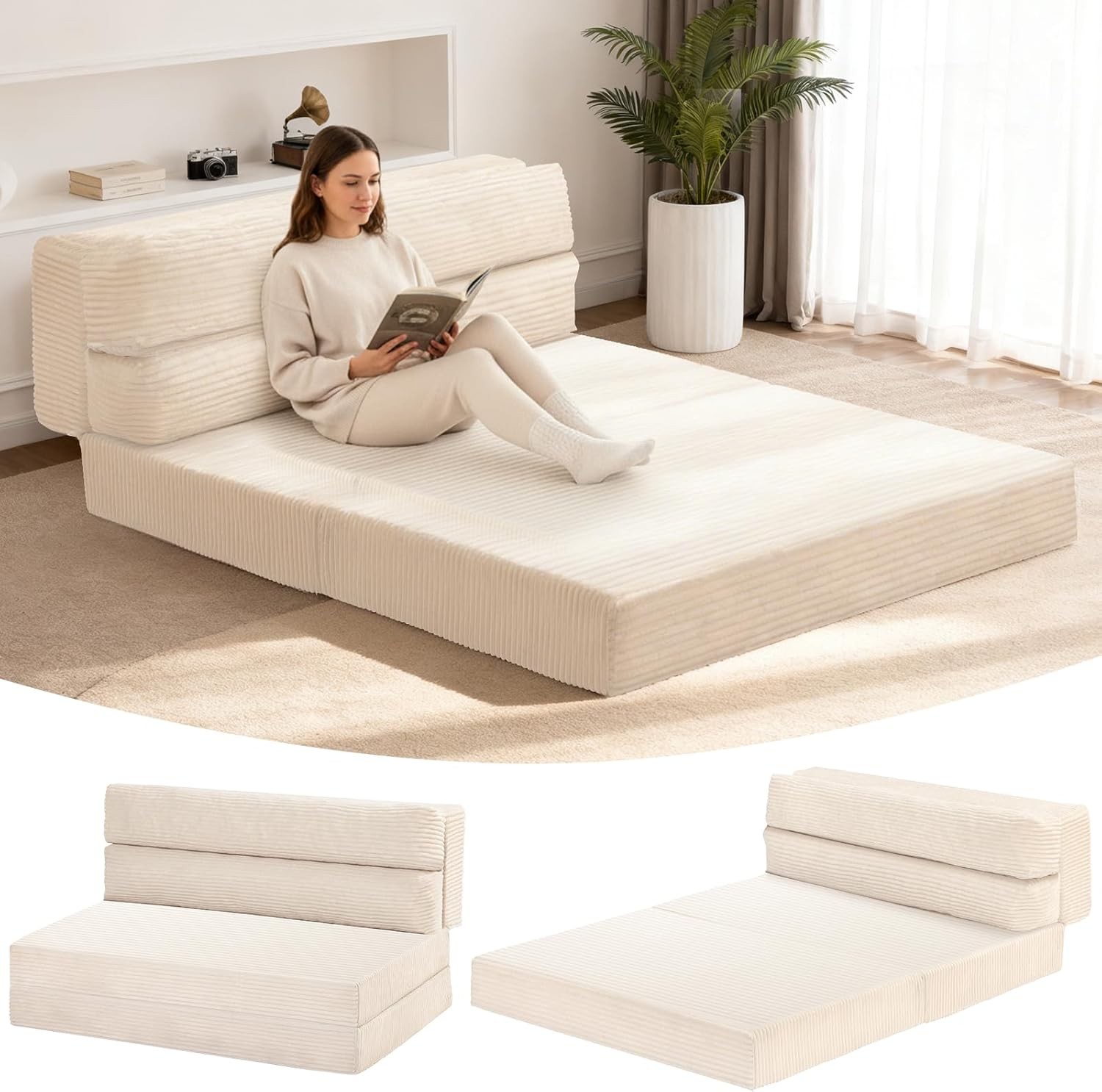 Folding Mattress Full 3 in 1 Convertible Sofa Bed Foldable Couch Bed Floor Couch