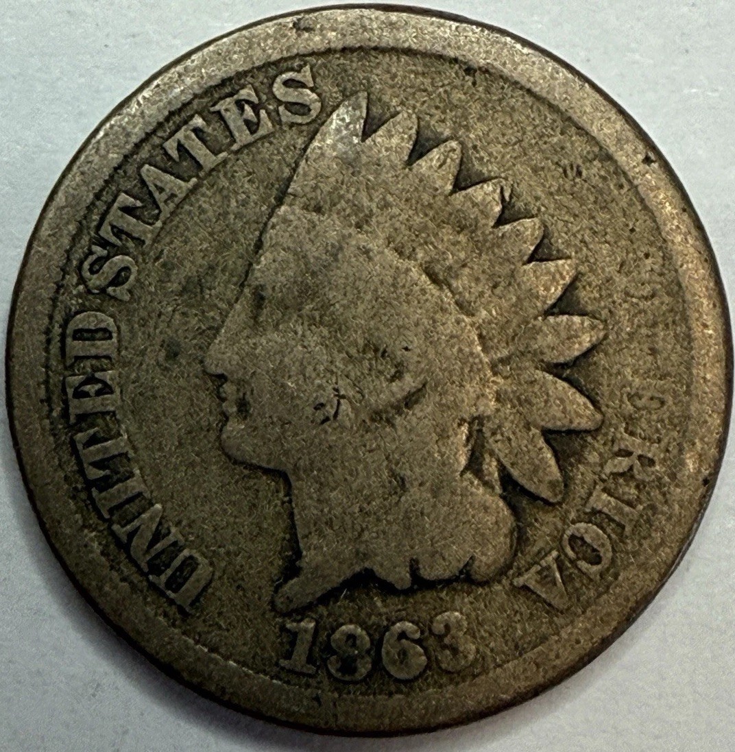 1863 Copper-Nickel Indian Head Cent Exact Coin Imaged #IND416