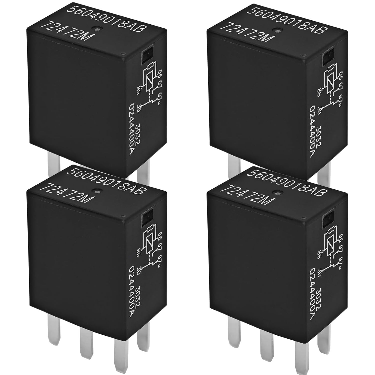 Relay 56049018AB 72472M (Pack of 4) - 30A 12VDC 5-Pin Automotive Relay for Chrys