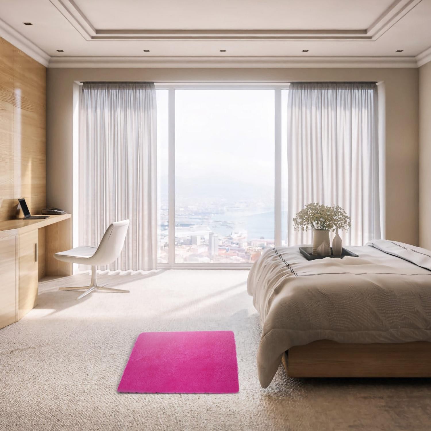 Fluffy Bedroom Rug 4’ x 2.6’ Anti-Skid Shaggy Area Rug Decorative Floor Carpet
