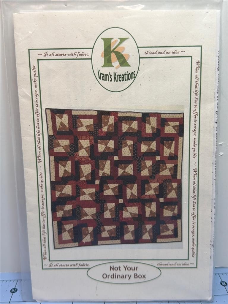KRAM'S KREATIONS Quilt Pattern - NOT YOUR ORDINARY BOX - 68" x 68"