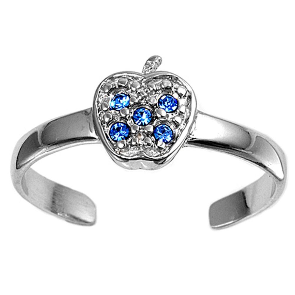 Apple Blue Simulated .925 Sterling Silver Toe Ring