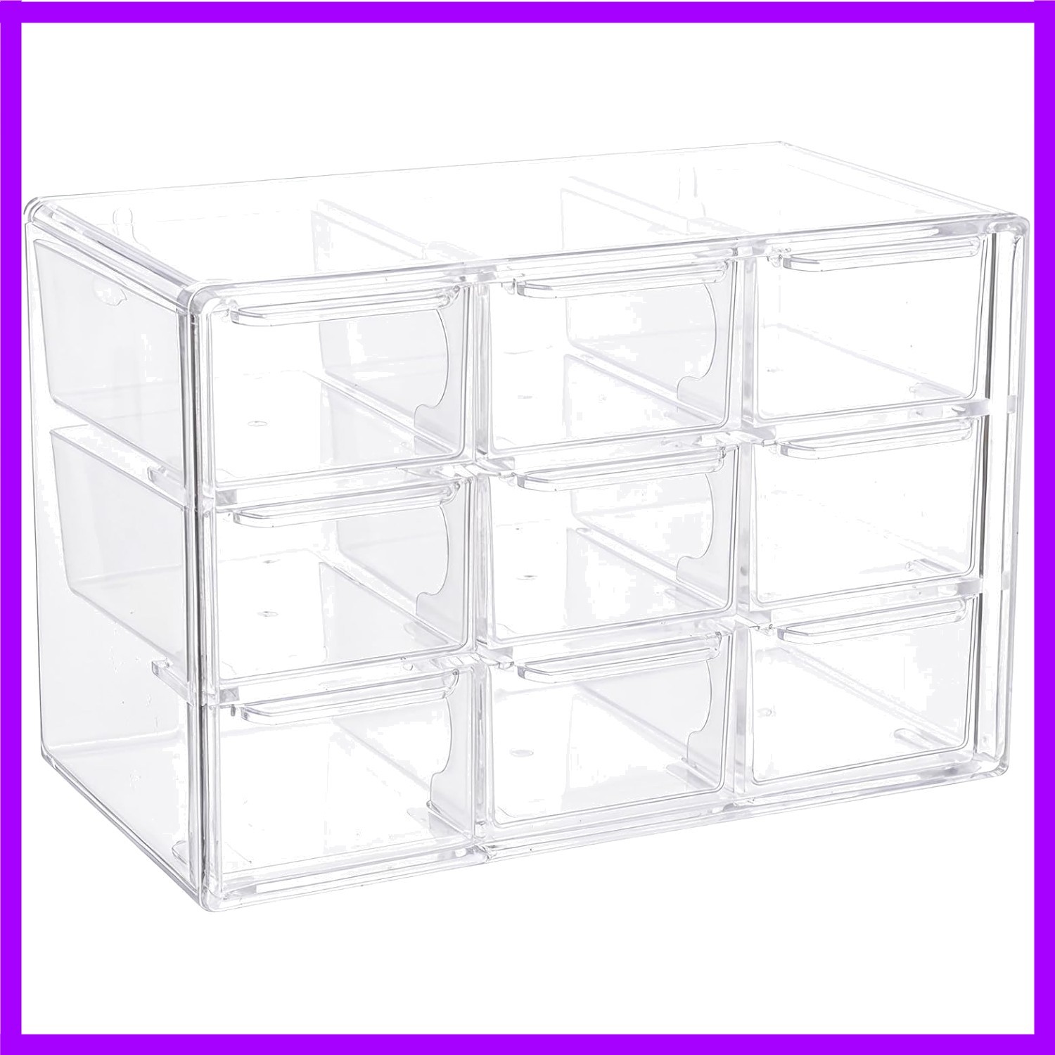 Elegant 9-Drawer Acrylic Desk Organizer - Dustproof & Stackable for Clutter-F...