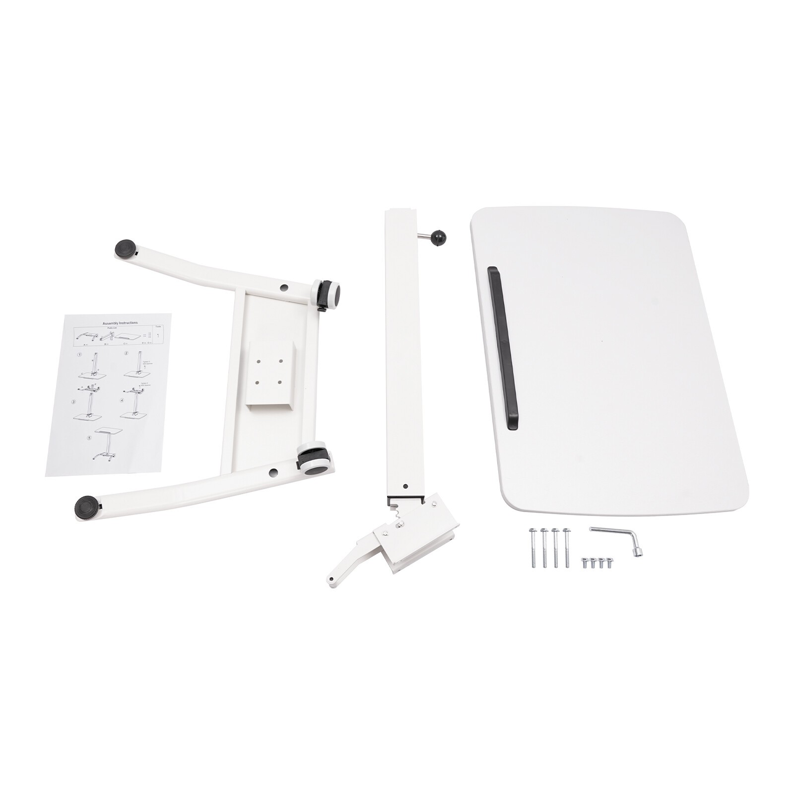 Adjustable Rolling Desk Rolling Podium Desk Standing Lifting Computer Desk White