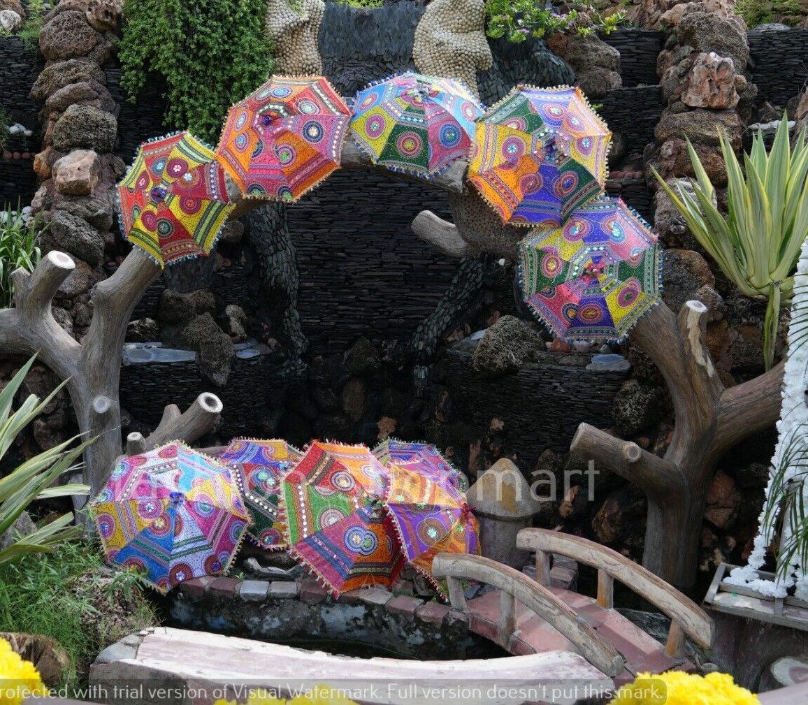 Wholesale  Lot Of 10 Pc Bohemian Parasols Indian Hippie Umbrellas Decor