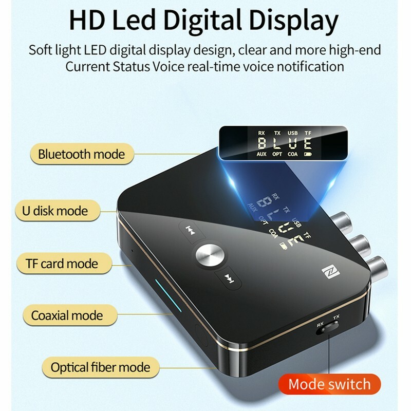USB Bluetooth 5.0 Transmitter Receiver Wireless NFC to 2RCA Stereo Audio Adapter